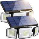 intelamp Solar Outdoor Lights,6000mAh Motion Sensor with Dual Sensors,Waterproof Solar Flood Lights 270Wide Angle for Outside with 3 Modes