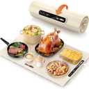 Food Warming Mat 24x16 Inches, Electric Warming Tray with 7 Temps, Foldable Food Warmer for Parties, Buffets, Family Gatherings, Holiday & Sabbath, Child Lock, Heating Mat for Food, Beige