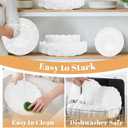 LIYH 50 Pcs White Scalloped Plastic Plates Reusable - Unbreakable Plastic Plates for Weddings Party Outdoor Picnics Dishwasher Safe BPA Free (25Guests)