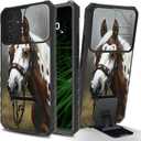 Horse for Samsung Galaxy S24 Plus/Galaxy S25 Plus 6.7" Phone Case with Sliding Camera Cover, Slim Kickstand Dual Layer Hard PC & Silicone Shockproof Protection Case