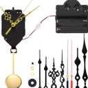 Quartz Pendulum Trigger Clock Movement Chime Music Box Completer DIY Wall Mechanism Repair Parts Replacement with 4 Pairs of Spades, Fancy, Straight Clock Hands, 6/25 in Max Dial Thickness