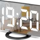 Sukeen Digital Alarm Clock,6" Large LED Display with Dual USB Charger Ports | Auto Dimmer Mode | Easy Snooze Function, Modern Mirror Desk Wall Clock for Bedroom Home Office for All People (Black)