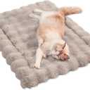 Plush Cat Beds for Indoor Cats Faux Fur Pet Mat with Non-Slip Bottom Cozy Kitten Bed for Carriers/Couch/Floor/Dog & Puppy Friendly 48 x 48Inch Medium Coffee