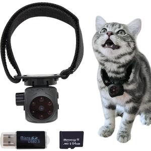 Pet Collar Camera & Cat Collar Camera with 64gb Sd Card,Spy Camera Hidden Camera ,Dog Tracker Collar,Motion Detection Records 1080p Video & Infrared Night Vision Functionality for Indoor/Outdoor.