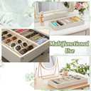 4 Pcs Velvet Sunglasses Organizer Tray 6 Grid Glasses Organizer Stackable Velvet Sunglass Tray Eyeglasses Storage Display Case for Jewelry Glasses Watch Display (Beige)