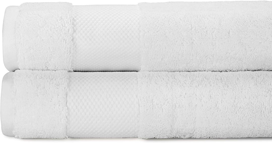 BIOWEAVES 100% Organic Cotton 700 GSM Plush Bath Towels 30" x 58" GOTS Certified - White, Pack of 2