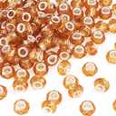 100pcs 14mm Large Hole Beads Glass Crystal Faceted Beads Goldenrod European Crystal Spacer Bead for Necklace Earring Bracelet Crafts Jewelry Making