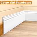Pangda 4 Pcs 39.4 x 5.5 in White Wall Baseboard Covers Skirting Board Covers for 4.13 x 0.5in Baseboard Trim Polystyrene Moulding Easy DIY Installation for Room Office, Installed with Glue Not Include