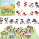 Baseball Blocks Toy Playset, Wooden Baseball Figures with Assembly Ballpark, Baseball Learning Toys, Mini Baseball Games, Baseball Player Figurines, for Kids, Toddlers & Families