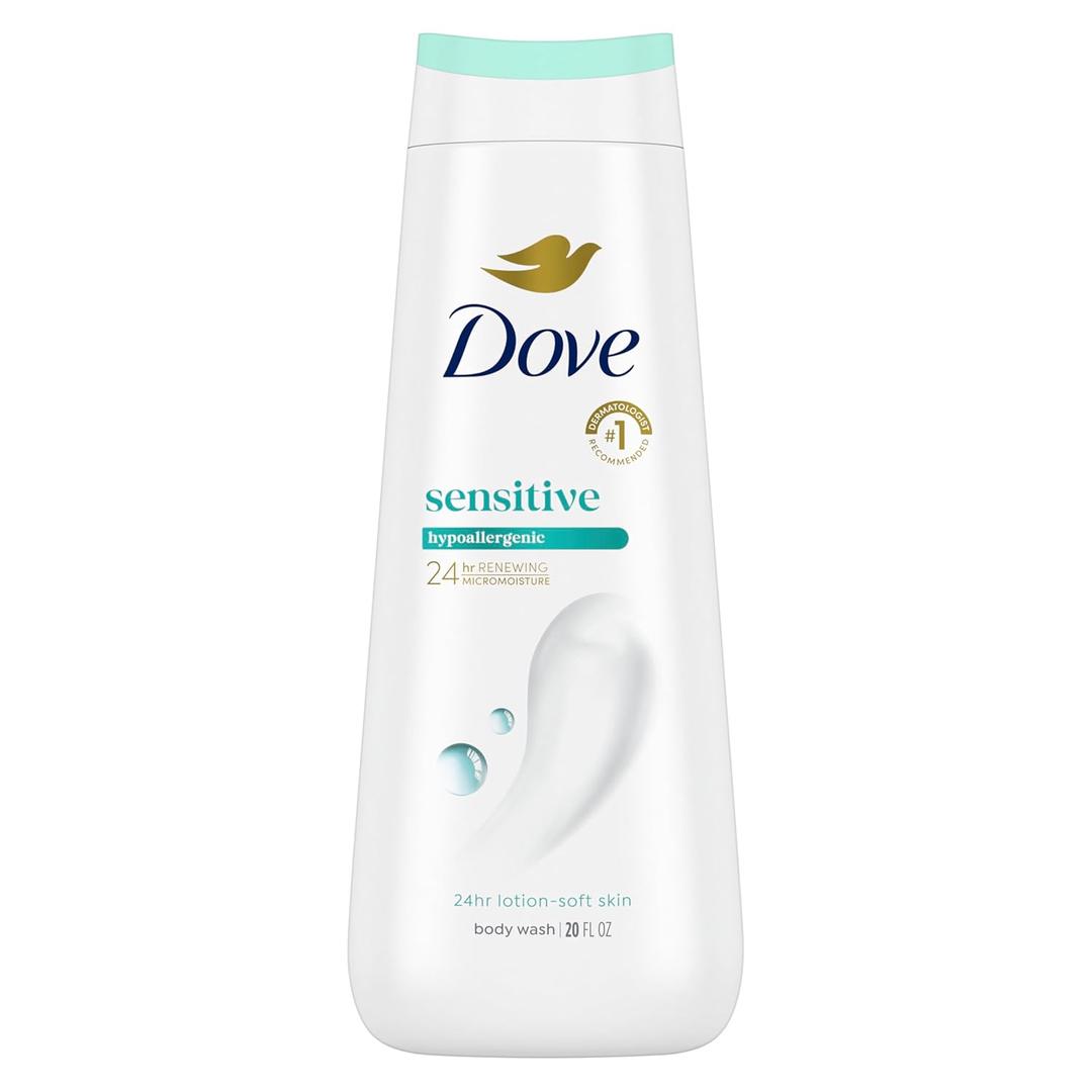 Dove Body Wash Sensitive Skin For 24hr Lotion-Soft Moisturizing Cleanser Gentle Hypoallergenic Formula with No Sulfates No Parabens 20 oz (20 Fl Oz (Pack of 1)) Dove Body Wash Sensitive Skin For 24hr Lotion-Soft Moisturizing Cleanser Gentle Hypoallergenic Formula with No Sulfates No Parabens 20 oz (20 Fl Oz (Pack of 1))