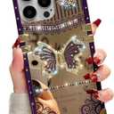 Cute Compatible with iPhone 13 Pro Max Case with Luxury Bling Glitter Butterfly Foldable Stand Kickstand,Glitter Soft PC Mirror Slip-Resistant Bumper Protective Cover for Women & Girls(Purple)
