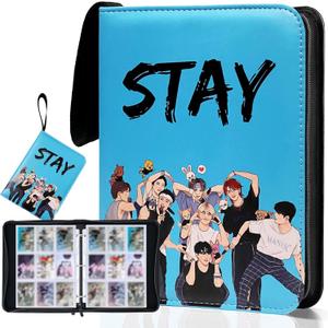 Cute Trading Photocard Binder, STAY Photo Album Cartoon Card Holder Book Storage 900 Cards with Sleeves for Lomo Cards Gift - Boys & Girls, idol Photo Protect (Blue, 9 Pockets)