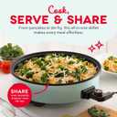 Dash Family Size Skillet - Electric Skillet for Multi-Purpose Cooking - Nonstick Cooking Surface - Tempered Glass Lid & Cool-Touch Handles - 6-Quart Capacity, Makes 24 Cups - 14", Aqua