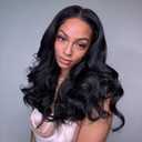 BLL Synthetic Lace Front Wig, Body Wave Glueless Wig 13x6 HD Lace Front Pre Plucked Natural Hairline Black Wigs For Black Women (1B)