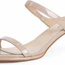 Modatope Two Strap Heeled Sandals for Women Kitten Heel Rounded Toe Heels Women Slip on Open Toe Sandals (6.5)