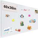 Large Bulletin Board, Foldable 60x36 Inches Cork Board Alternative, Large Felt Board Decorative Pin Board for Wall, Foldable Photo Board Self-Adhesive Vision Board with 36 Pushpins White