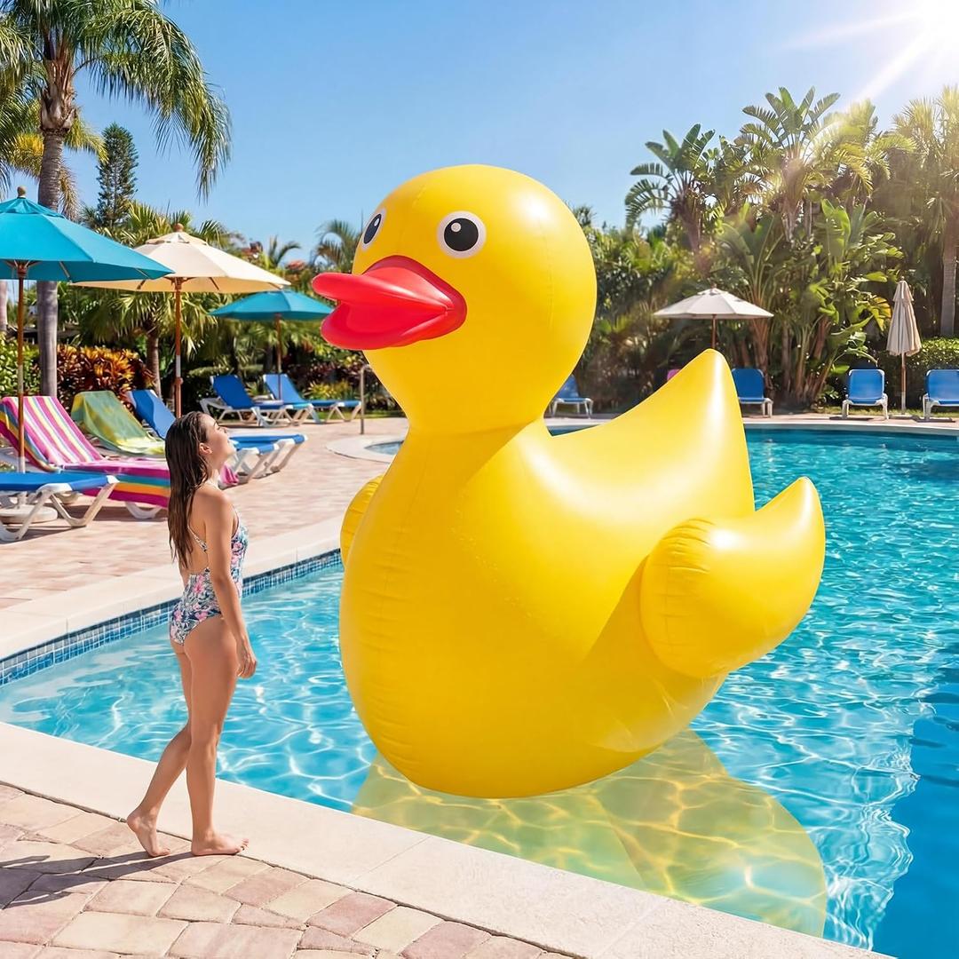 Hungdao 5 Feet Giant Inflatable Duck Huge Rubber Duck Large Blow up Inflatable Pool Float for Adult Summer Beach Swimming Pool Party Decoration