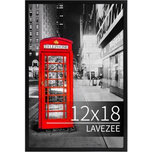 Lavezee 12x18 Poster Frame Black Display 12 x 18 Inch Photo Picture Gallery Frame for Wall, 1 Pack