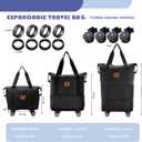 Travel Duffle Bag with Wheels, 28-58L Expandable & Foldable Duffel Bag - Lightweight, Durable, Carry-On Luggage for Gym, Camping, Business Trip - Ideal Gift for Men & Women (Black)