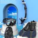 Ubekezele Snorkeling Gear for Adults Men Women,4 in 1 Snorkel Set with Panoramic View Diving Mask Anti-Fog Anti-Leak,Dry Top Snorkel,Fins and Travel Bag for Swimming,Snorkeling and Travel Diving - Adult Size