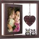 Mother's Day Gifts For Mom From Daughter Son Christmas Birthday Thanksgiving Gifts for Women grandmother Mother-In-Law Rotating Picture Frame Display 4x6 Photos with Heart Pendan(Mothers & Daughters)