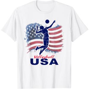 Womens Volleyball USA Support the Team T-Shirt (Small)