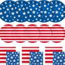 American Flag Patriotic Party Supplies Disposable dinner paper plates dessert paper plates Napkins and Cocktail napkins for Veterans Day Election Day 4th of July Independence Day Decorations, Serve 50