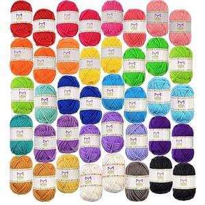 40 Assorted Colors Acrylic Yarn Skeins with 7 E-Books - 875 Yards of Perfect Yarn for Crocheting and Knitting Mini Project - by Mira HandCrafts