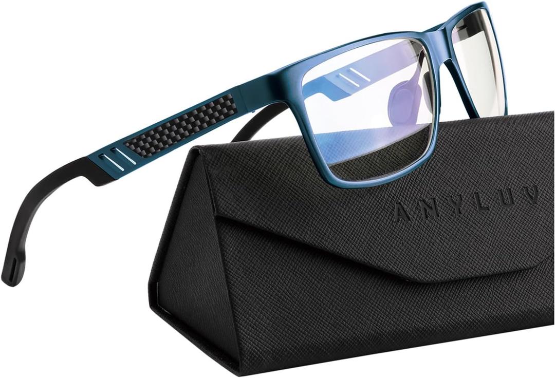 ANYLUV Blue Light Blocking Glasses Men Computer Gaming Glasses Lightweight Al-Mg Metal Anti Eyestrain Eye Protection
