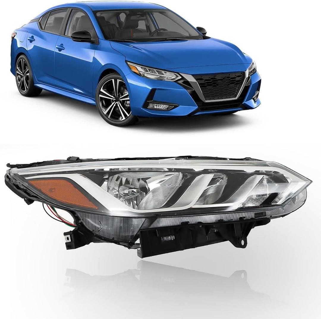 munirater Headlight Assembly Halogen Passenger Side Replacement for Sentra S S-V 2020 2021 2022 Headlamp 260106LB0A