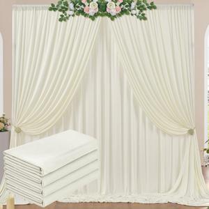 20 ft x 10 ft Wrinkle Free Ivory Backdrop Curtain for Wedding Parties, Polyester Ivory Photo Backdrop Drapes 4 Panels 5x10ft for Baby Shower Photoshoot Engagement Birthday Party Photography Background