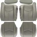 NLQR Pewter Gray 922 Driver & Passenger Side Bottom & Top Lean Back Replacement Seat Covers & Armrests Covers Compatible with Chevy Silverado Tahoe Suburban Avalanche GMC Sierra Yukon XL 2003-2006
