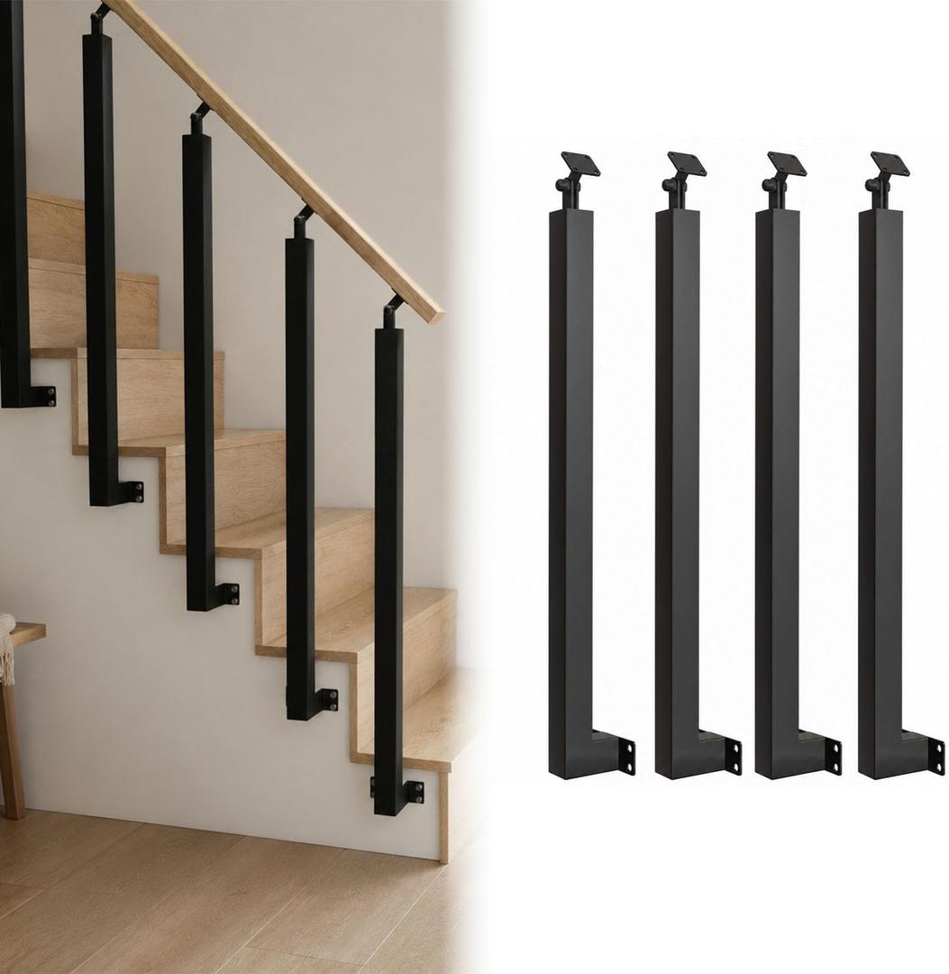 Side Mount Stair Railing Post 35.4in 4-Pack