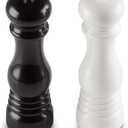 Le Creuset Salt and Pepper Mill Set, 8" x 2 1/2" each, Black & White (Large)