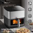 Iceagle Stainless Steel Air Fryer 9 Quart - Airfryer XXL with Large Viewing Window, Dual Heating Elements, 12-in-1 Function to Roast, Bake, Broil, Defrost, Reheat, Dishwasher-Safe Parts, 1700W, Siver, 9 Qt