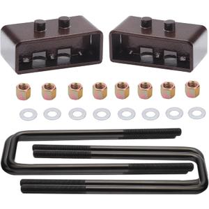 FlexHitch 2" Rear Leveling Lift Block Kits for 2004-2020 F150 2WD/4WD, 2 inch Rear Lift Kits for F150 with Extra Long Square Leaf Spring Axle U Bolts