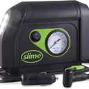 Slime 40050 Tire Inflator, Portable Car Air Compressor, with Analog 100 psi Dial Gauge, Long Hose and LED Light, 12V, 8 min Inflation