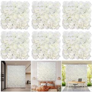 RIDDSEE 6pcs Flower Wall Backdrop16.5 x16.5 Artificial Floral Panels-White