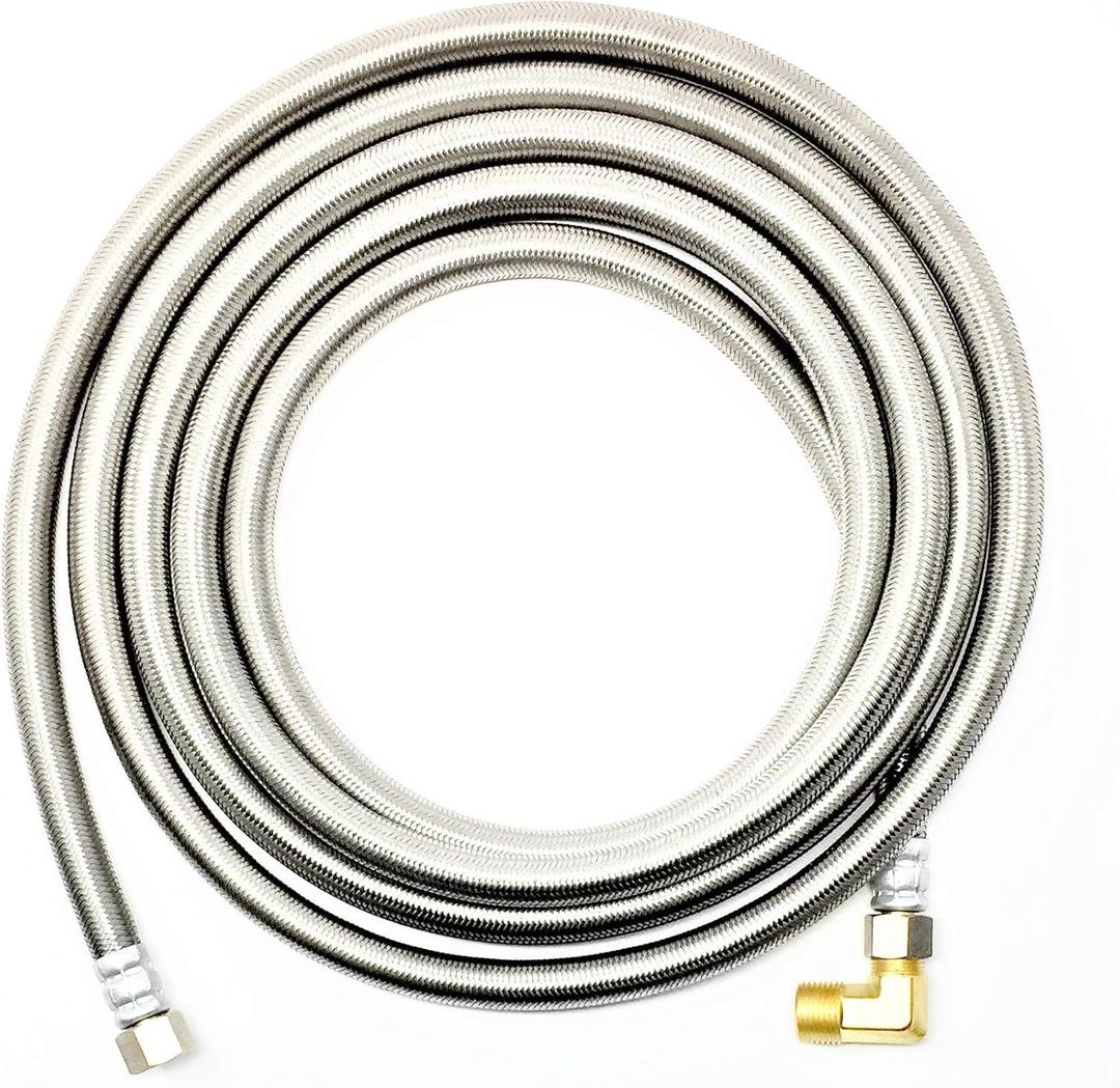 Shark Premium 10 FT Stainless Steel Dishwasher Hose - Burst Proof Water Supply Line 3/8" MIP Elbow - 10 Year Warranty