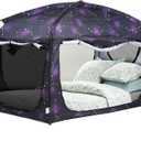 Bed Tent,Portable Privacy Sleeping Bed Canopy,Blackout 90% Drapes for Kids and Adult,Indoor Space Tent with Breathable Large Mesh Windows (Queen, Starry)
