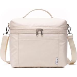 NOL Natural Organic Lifestyle Insulated Lunch Bags for Women Cooler Bag Lightweight Nylon Waterproof Lunch Box For WorkMedium, Cream