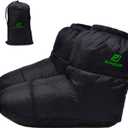 Down Booties Warm Socks for Men & Women - Ultralight Sleeping Sock for Camp, Backpacking - Soft & Cozy Camping Sleeping Bag Tent Down Slippers Foot Warmer (Medium, Black)