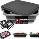 BBQ Prep Tub with 2 Pcs Meat Shredder Claws, 3-IN-1 Large 8L Collapsible Cutting Board with Lid for Meal Prep, Camping Sink for marinating food, Dish Basin, Grilling, Outdoor Cooking