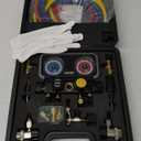 Lichamp AC Gauges R134a R22 R12 R502 A/C Diagnostic Manifold Gauge Set with 5FT Hose, Couplers Puncture and Self Sealing Can Tap, Classic #A301
