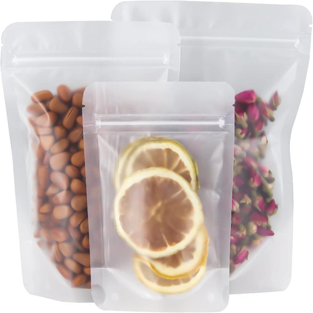 FireKylin 100 Pcs Resealable Bags,5.9" x 8.7" Matte Stand Up Zipper Bags for Packaging Products, Herbs, Snacks, Tea, Spices, Pet Food and Soaps