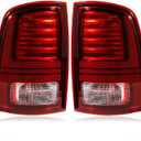 LED Tail Lights Assembly Compatible with 2013-2018 Dodge Ram 1500 2500 3500 Sport, Rear Light Taillights Replacement # 68093081AB 68093081AC (Black Border)