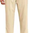 Runcati Mens Casual Pants Drawstring Elastic Waist Lightweight Cropped Linen Pants Summer Yoga Beach Trousers (Small, Beige)