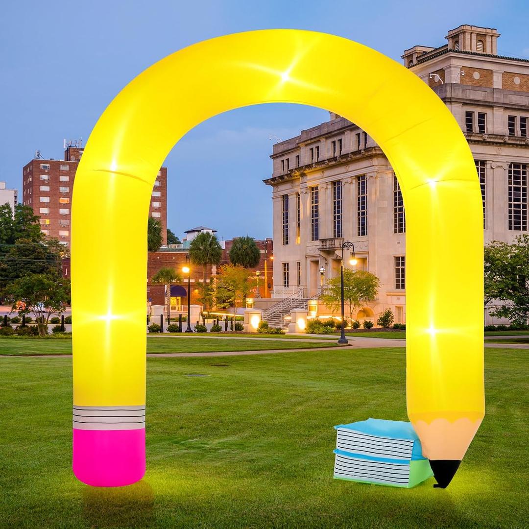 Shappy 9ft Pencil Inflatables Arch Kindergarten Preschool Graduation Decoration Blow up Pencil Outdoor Decor with LED Lights for 2026 Elementary Classroom Party Garden Lawn Yard Decor Photo Props