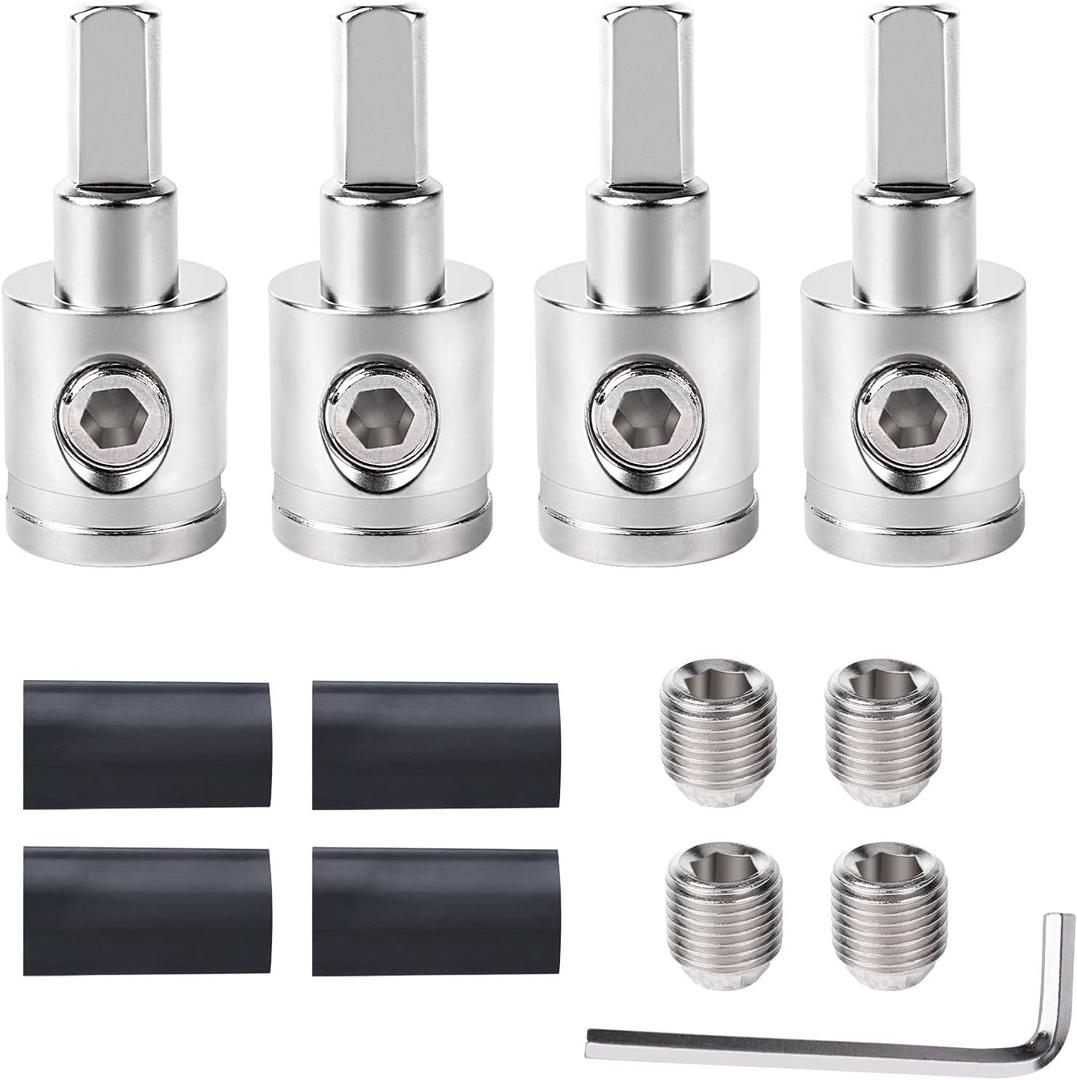 4PCS Heavy-Duty Car Stereo Audio Wire Reducer - 0 Gauge to 4 Gauge for Amp Input, AWG Pin Power & Ground Connection