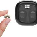 Omukouke Sleep Earbuds for Side Sleepers,Low Profile Micro Tiny Discreet Hidden Earbuds for Work,Hidden Headset for Small Ears,with Mic for Phone,25 Hours Playback, Clear Call (Black)